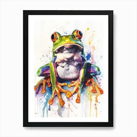 Frog Colourful Watercolour 1 Art Print