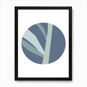 Abstract Blue Circle with Branches Art Print