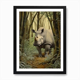 Rhino Exploring The Forest 4 Art Print