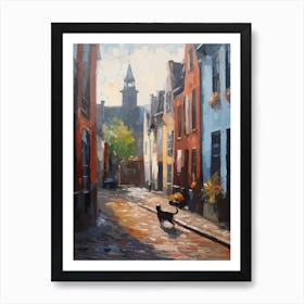 Painting Of A Street In Amsterdam With A Cat 4 Impressionism Art Print