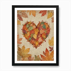 Autumn Leaves Heart 1 Art Print