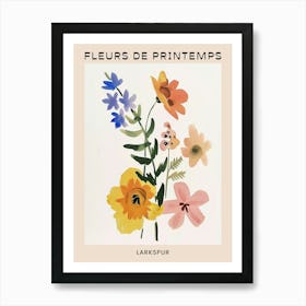 Spring Floral French Poster  Larkspur 1 Art Print