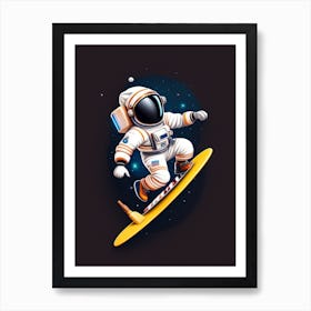 Astronaut Skateboard In Space Art Print