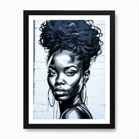 Graffiti Mural Of Beautiful Black Woman 217 Art Print