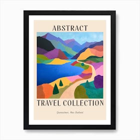 Abstract Travel Collection Poster Queenstown New Zealand 3 Art Print