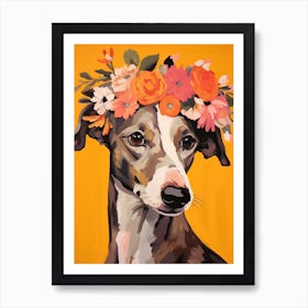Whippet Portrait With A Flower Crown, Matisse Painting Style 3 Art Print