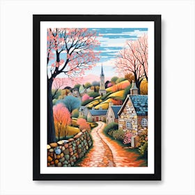 The Cotswolds England 1 Hike Illustration Art Print