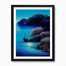 Mergui Archipelago Myanmar Pointillism Style Tropical Destination Art Print