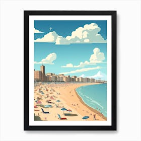 Brighton Beach, England, Flat Illustration 3 Art Print