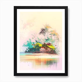 Phu Quoc Island Vietnam Watercolour Pastel Tropical Destination Art Print