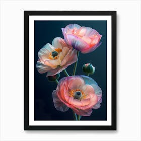 Three Pink Poppy Flowers Art Print