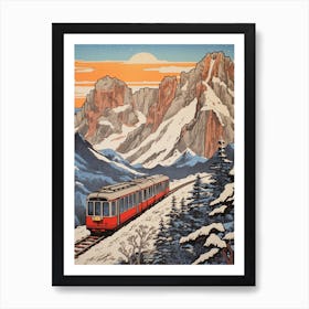 Tateyama Kurobe Alpine Route, Japan Vintage Travel Art 3 Art Print