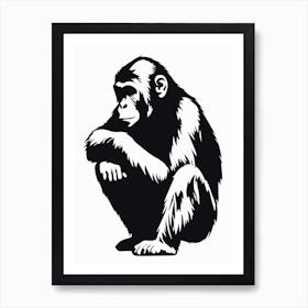 Thinker Monkey Graffiti Drip Illustration 2 Art Print