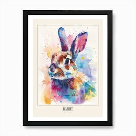 Rabbit Colourful Watercolour 4 Poster Art Print