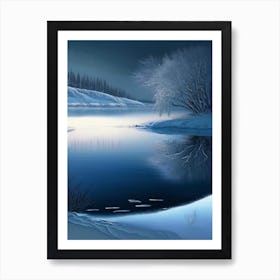 Frozen Lake Waterscape Crayon 2 Art Print