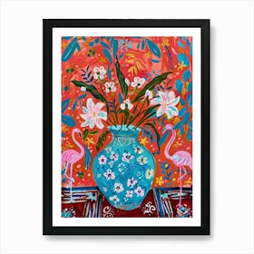 Flamingos In A Vase 4 Art Print