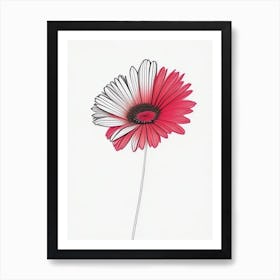 Gerbera Floral Minimal Line Drawing 1 Flower Art Print