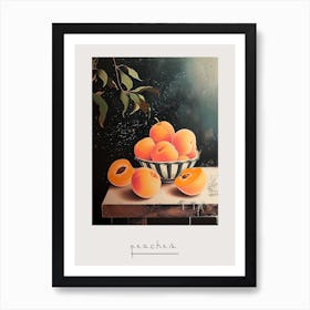 Art Deco Peaches On A Wooden Table Poster Art Print