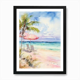 Watercolor Painting Of Grace Bay Beach, Turks And Caicos 3 Art Print