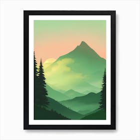 Misty Mountains Vertical Composition In Green Tone 167 Art Print