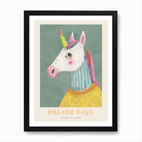 Pastel Storybook Style Unicorn In A Knitted Jumper 1 Poster Art Print