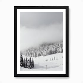 Rusutsu, Japan Black And White Skiing Poster Art Print