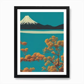 Japanese Mount Fuji Golden Tree Autumnal Art Print