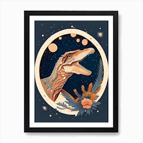 Deinonychus Terrazzo Style Dinosaur Art Print