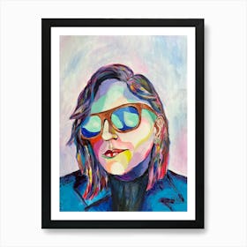 Abstract Woman Face Art Print with Positive Colors ,, Self Portrait,, Art Print