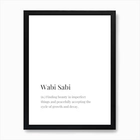 Wabi Sabi Definition Art Print