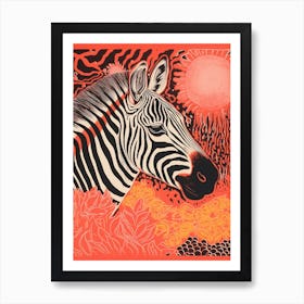 Zebra Red Pattern Portrait Art Print