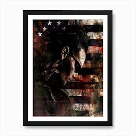 American Patriotic US Flag and Face Wall Art: Punk Aesthetic Art Print