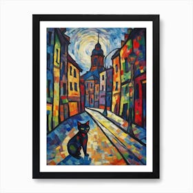 Painting Of Moscow Russia With A Cat In The Style Of Fauvism  1 Art Print