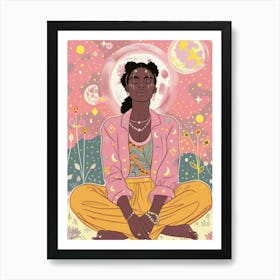 black women on the sky moon Art Print