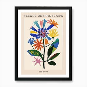 Spring Floral French Poster  Bee Balm 4 Art Print