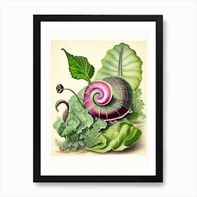 Garden Snail Feeding On Plants 1 Botanical Art Print