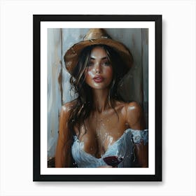 Woman With A Glass Of Wine 7 Art Print