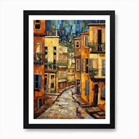 Painting Of Sydney With A Cat In The Style Of Gustav Klimt 2 Art Print