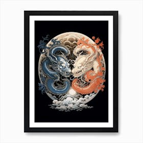 Yin And Yang Chinese Dragon Illustration 4 Art Print