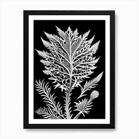 Milk Thistle Leaf Linocut Art Print