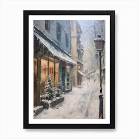 Vintage Winter Painting Chamonix France Art Print