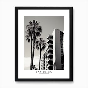 Poster Of San Diego, Black And White Analogue Photograph 2 Art Print