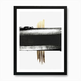 Black And Gold Brushstrokes 6 Art Print