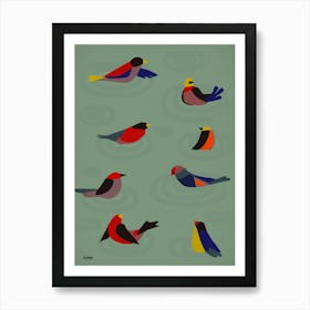 Minimal Kubistik Birds Art Print