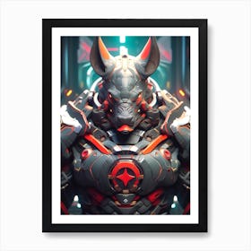 Futuristic Robot Pig Art Print