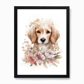 Floral Baby Puppy Dog Watercolour 2 Art Print