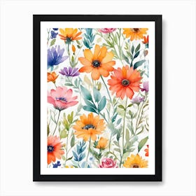 Watercolor Flowers 9 Art Print