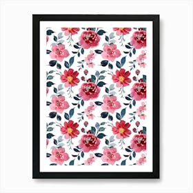 Watercolor Floral Pattern.Colorful roses. Flower day. artistic work. A gift for someone you love. Decorate the place with art. Imprint of a beautiful artist.4 Art Print