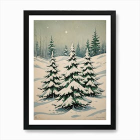 Three Christmas Trees no2 Art Print