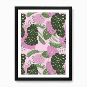 Pink Monstera 1 Art Print